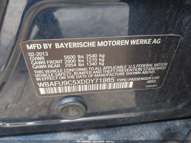 44860963 :رقم المزاد ، WBAFU9C5XDDY71865 vin ، 2013 Bmw 550i Xdrive مزاد بيع