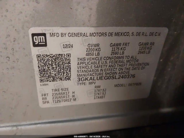 2025 Gmc Terrain Awd Elevation მანქანა იყიდება აუქციონზე, vin: 3GKALUEG0SL240376, აუქციონის ნომერი: 44860971