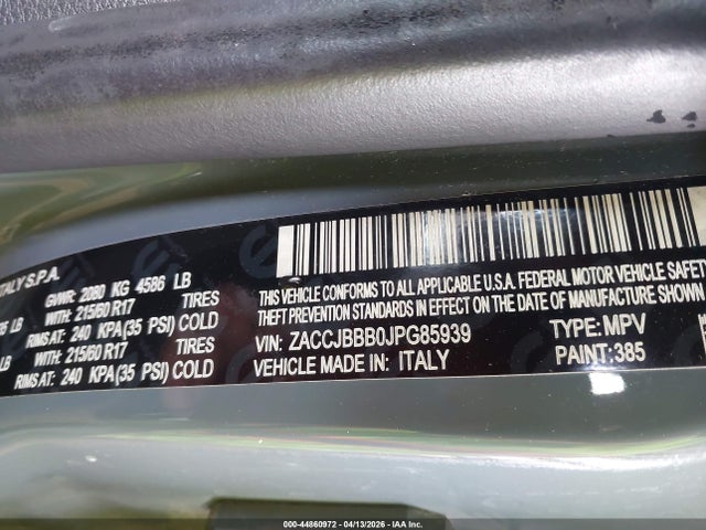 ZACCJBBB0JPG85939 Jeep Renegade Latitude 4x4