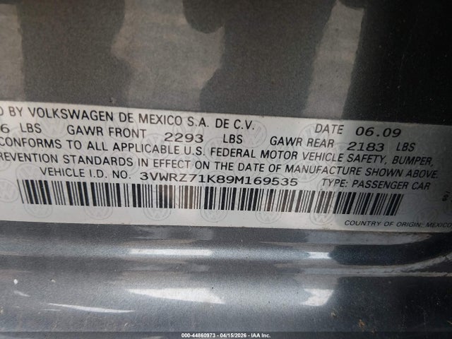 2009 VOLKSWAGEN JETTA 3VWRZ71K89M169535 Photo 8