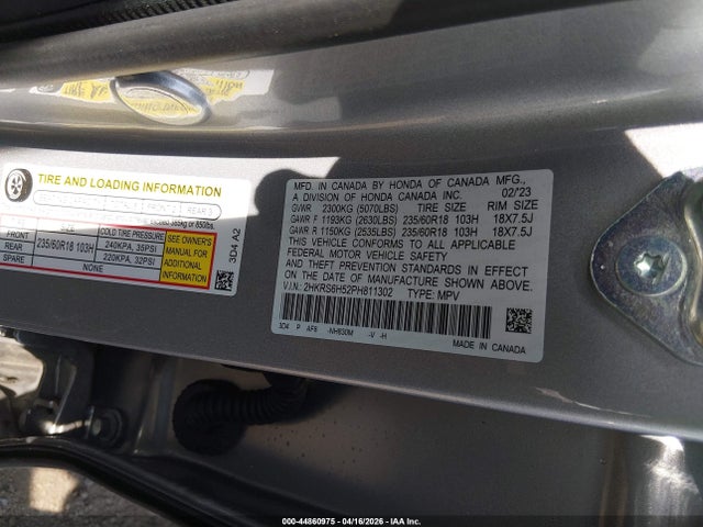 44860975 :رقم المزاد ، 2HKRS6H52PH811302 vin ، 2023 Honda Cr-v Hybrid Sport مزاد بيع