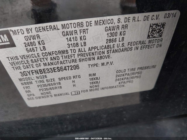 2014 CADILLAC SRX 3GYFNBE33ES647206 Photo 8