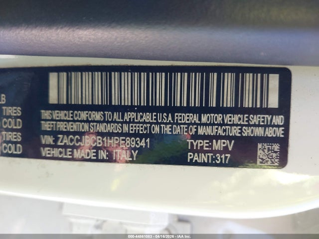 Aukcja sprzedaży 2017 Jeep Renegade Deserthawk 4x4, vin: ZACCJBCB1HPE89341, numer aukcji: 44861083