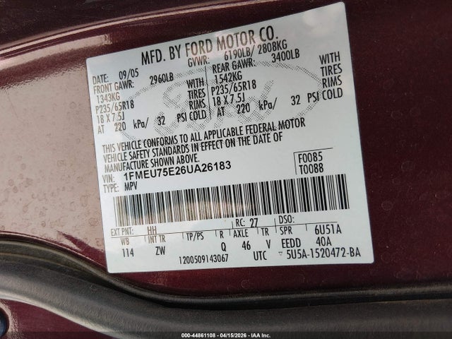 2006 FORD EXPLORER 1FMEU75E26UA26183 Photo 8
