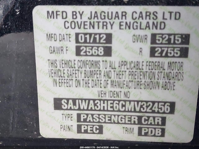 2012 JAGUAR XJ SAJWA3HE6CMV32456 Photo 8