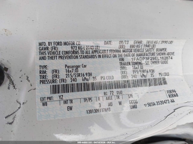 Ford FOCUS SE 2014 1FADP3F29EL162874 Image 9