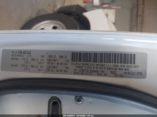 2018 Ram 1500 Tradesman  4x4 6'4 Box მანქანა იყიდება აუქციონზე, vin: 1C6RR7FG2JS284450, აუქციონის ნომერი: 44861217