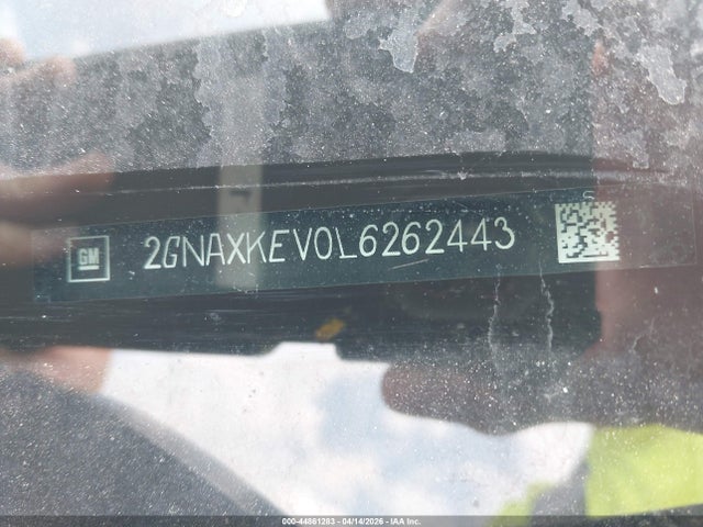 44861283 :رقم المزاد ، 2GNAXKEV0L6262443 vin ، 2020 Chevrolet Equinox Fwd Lt 1.5l Turbo مزاد بيع