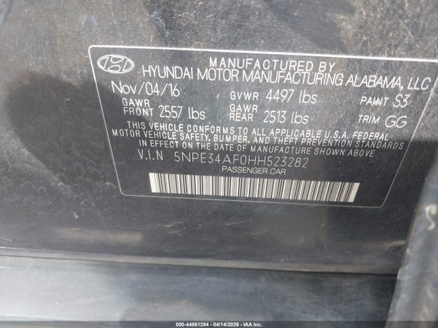 5NPE34AF0HH523282 Hyundai Sonata Limited
