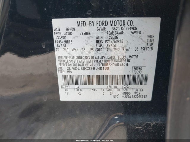 2008 LINCOLN MKX 2LMDU88C28BJ40130 Photo 8