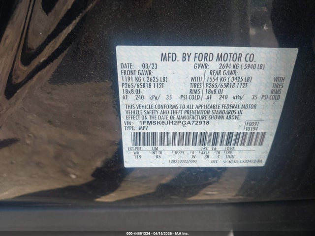 1FMSK8JH2PGA72918 Ford Explorer Timberline