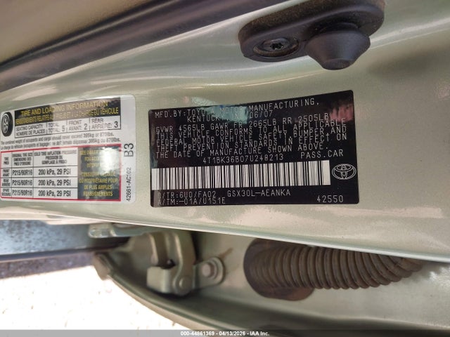 Aukcja sprzedaży 2007 Toyota Avalon Xl, vin: 4T1BK36B07U248213, numer aukcji: 44861369