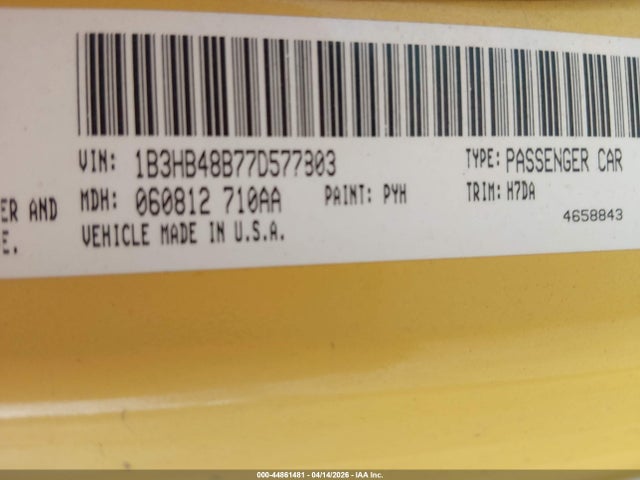 2007 DODGE CALIBER 1B3HB48B77D577803 Photo 8