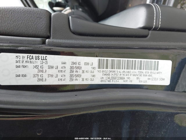 Aukcja sprzedaży 2015 Jeep Grand Cherokee Limited, vin: 1C4RJEBG6FC238664, numer aukcji: 44861496