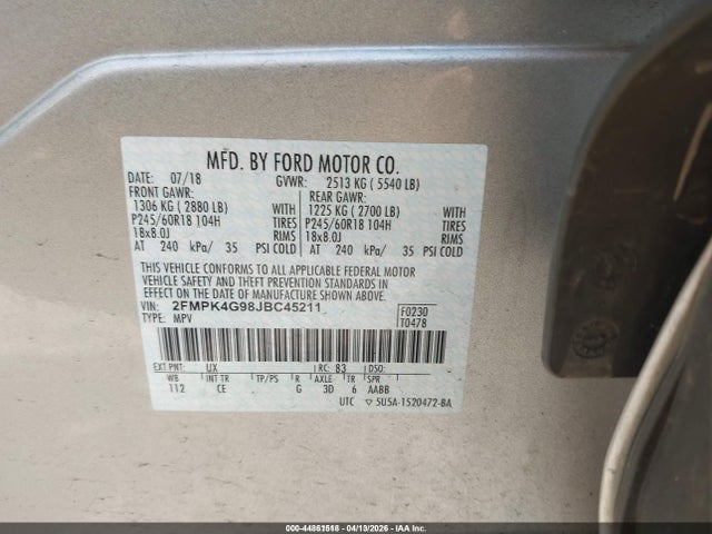 2018 FORD EDGE 2FMPK4G98JBC45211 Photo 8