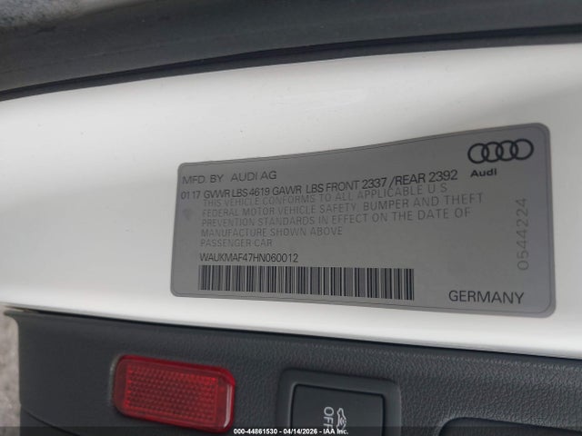 Продаж на аукціоні авто 2017 Audi A4 2.0t Season Of Audi Ultra Premium, vin: WAUKMAF47HN060012, номер лоту: 44861530