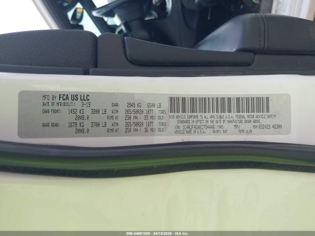 Продаж на аукціоні авто 2019 Jeep Grand Cherokee Altitude 4x4, vin: 1C4RJFAGXKC754446, номер лоту: 44861550