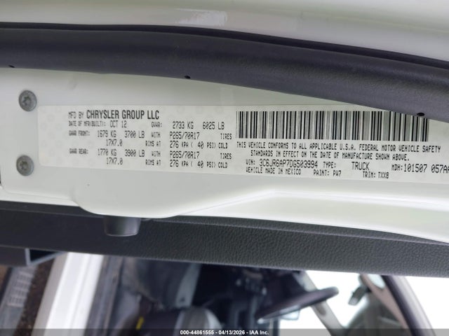 2013 Ram 1500 Tradesman მანქანა იყიდება აუქციონზე, vin: 3C6JR6AP7DG503994, აუქციონის ნომერი: 44861555