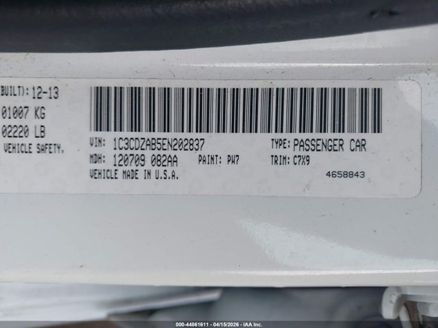 Aukcja sprzedaży 2014 Dodge Avenger Se, vin: 1C3CDZAB5EN202837, numer aukcji: 44861611