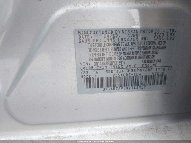 Nissan SENTRA SV 2017 3N1AB7AP5HY315917 Image 9