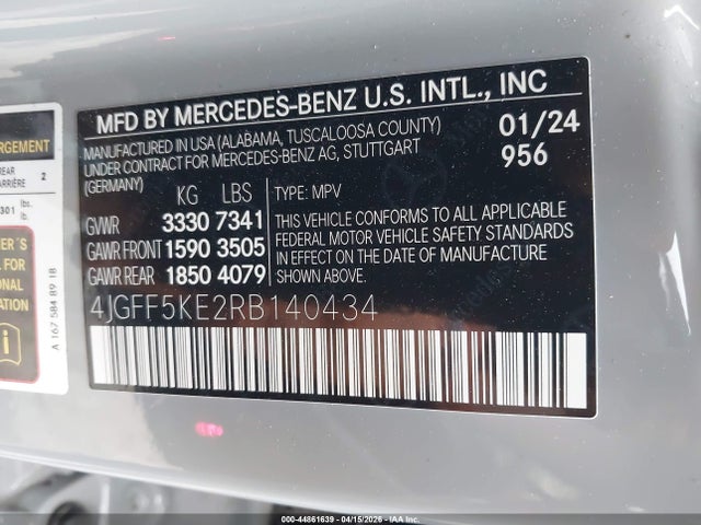 2024 Mercedes-benz Gls 450 4matic მანქანა იყიდება აუქციონზე, vin: 4JGFF5KE2RB140434, აუქციონის ნომერი: 44861639