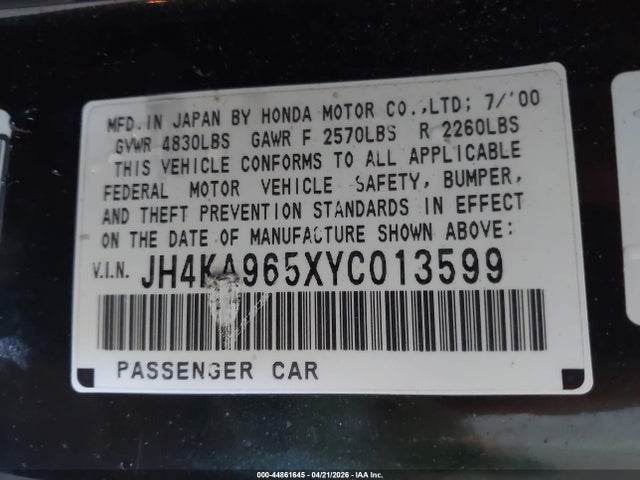 Продажа на аукционе авто 2000 Acura Rl 3.5, vin: JH4KA965XYC013599, номер лота: 44861645