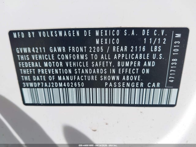 2013 VOLKSWAGEN JETTA 3VWDP7AJ2DM402650 Photo 8
