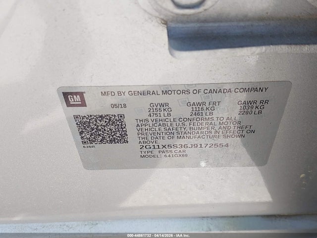 2018 CHEVROLET IMPALA 2G11X5S36J9172554 Photo 8