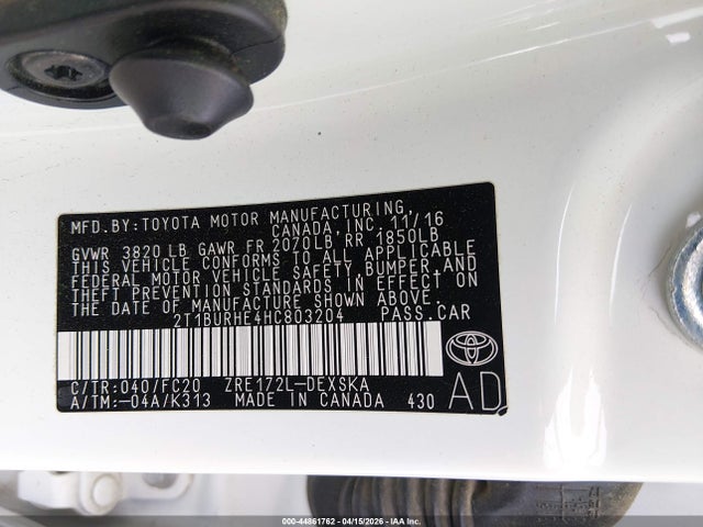 Aukcja sprzedaży 2017 Toyota Corolla Se, vin: 2T1BURHE4HC803204, numer aukcji: 44861762
