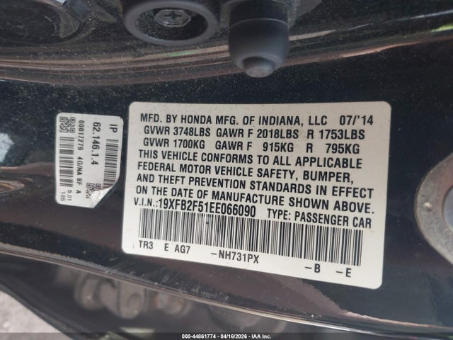 Aukcja sprzedaży 2014 Honda Civic Lx, vin: 19XFB2F51EE066090, numer aukcji: 44861774