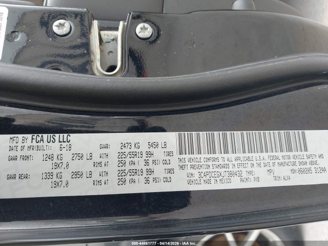 Продаж на аукціоні авто 2018 Dodge Journey Gt, vin: 3C4PDCEGXJT380432, номер лоту: 44861777