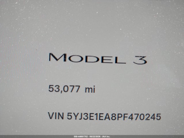 44861782 :رقم المزاد ، 5YJ3E1EA8PF470245 vin ، 2023 Tesla Model 3 Rear-wheel Drive مزاد بيع