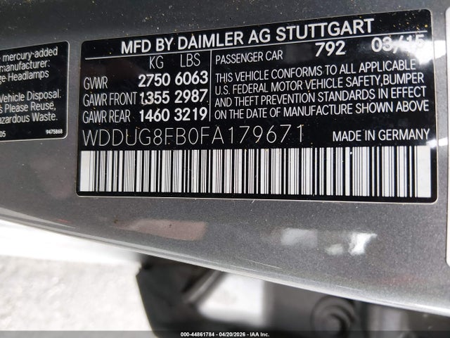 Aukcja sprzedaży 2015 Mercedes-benz S 550 4matic, vin: WDDUG8FB0FA179671, numer aukcji: 44861784