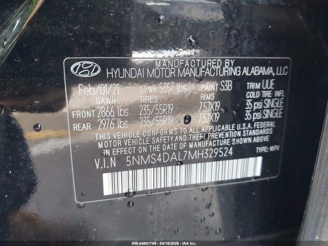 Hyundai Santa Fe Limited 2021 5NMS4DAL7MH329524 Image 9