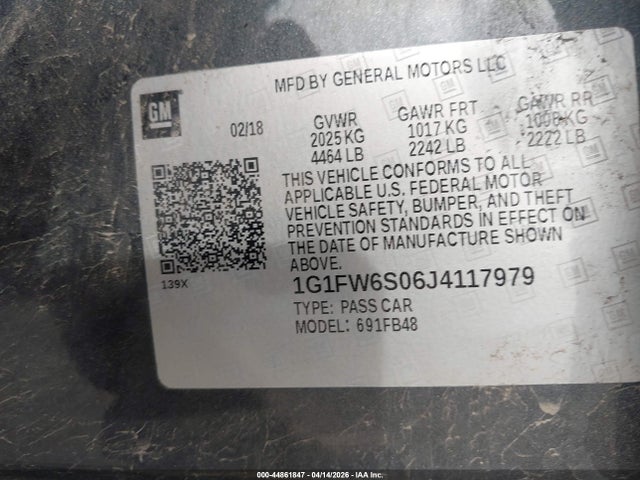 Aukcja sprzedaży 2018 Chevrolet Bolt Ev Lt, vin: 1G1FW6S06J4117979, numer aukcji: 44861847