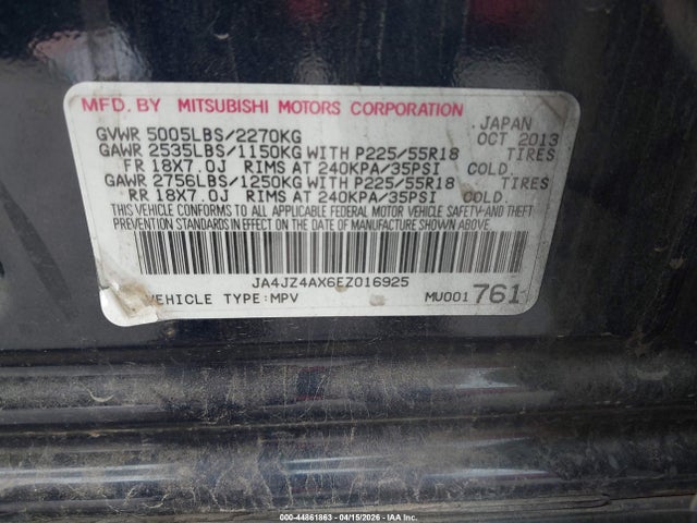 Aukcja sprzedaży 2014 Mitsubishi Outlander Gt, vin: JA4JZ4AX6EZ016925, numer aukcji: 44861863