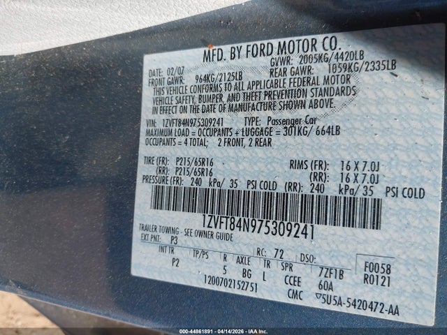 2007 FORD MUSTANG 1ZVFT84N975309241 Photo 8