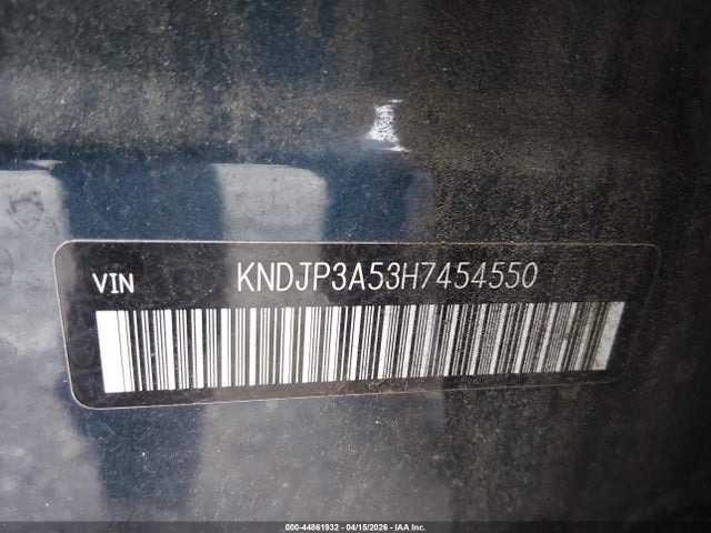 44861932 :رقم المزاد ، KNDJP3A53H7454550 vin ، 2017 Kia Soul + مزاد بيع