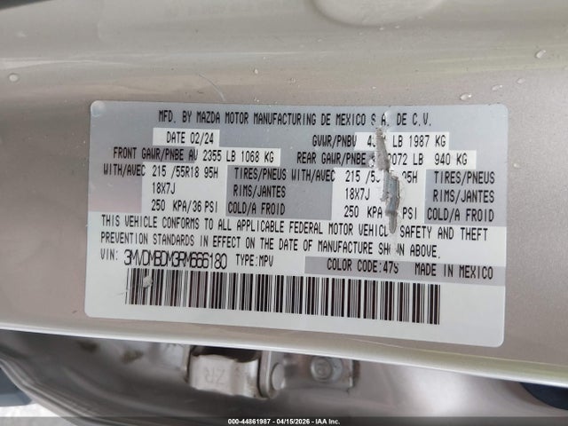 Aukcja sprzedaży 2024 Mazda Cx-30 2.5 S Premium Package, vin: 3MVDMBDM3RM666180, numer aukcji: 44861987