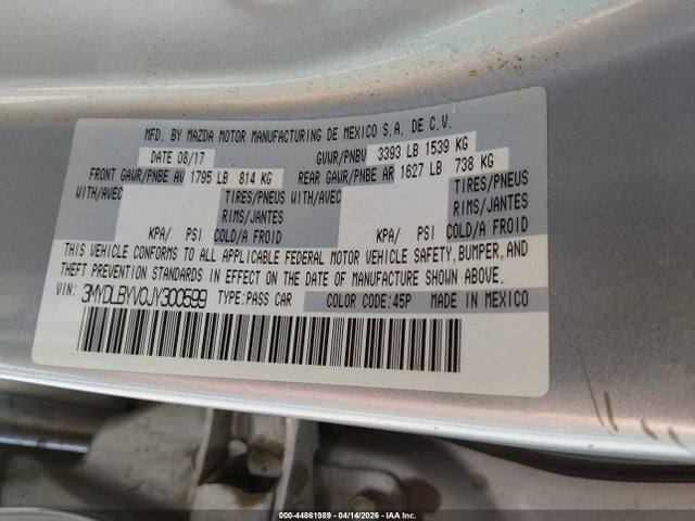 Aukcja sprzedaży 2018 Toyota Yaris Ia, vin: 3MYDLBYV0JY300599, numer aukcji: 44861989