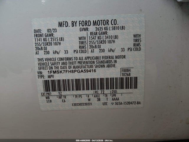 2023 FORD EXPLORER 1FMSK7FH8PGA59416 Photo 8