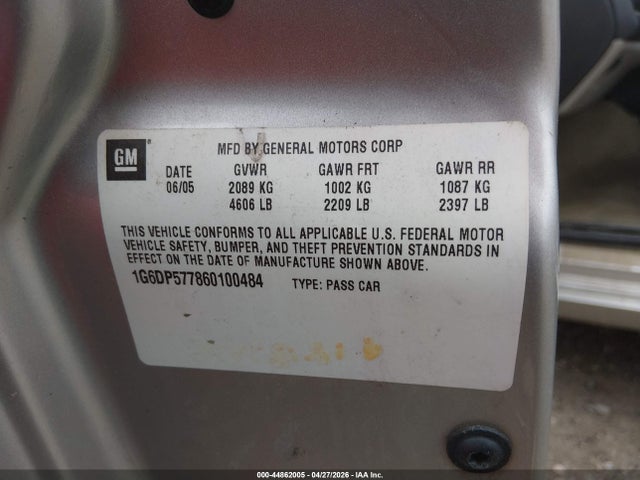 Продаж на аукціоні авто 2006 Cadillac Cts Standard, vin: 1G6DP577860100484, номер лоту: 44862005