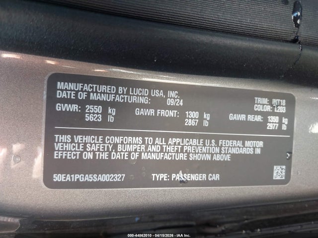 Lucid Air Pure 2025 50EA1PGA5SA002327 Image 9
