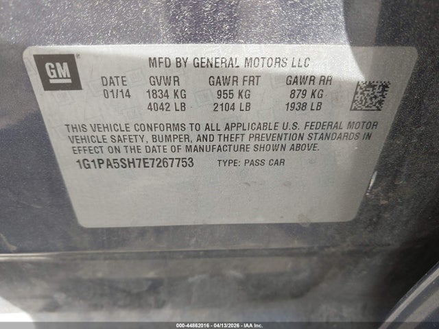 Chevrolet Cruze Ls Auto 2014 1G1PA5SH7E7267753 Image 9