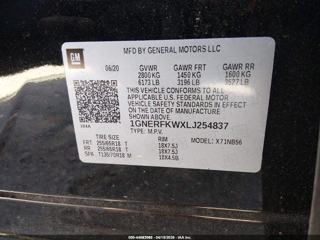 2020 CHEVROLET TRAVERSE 1GNERFKWXLJ254837 Photo 8