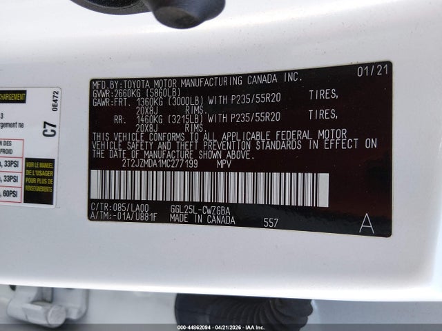 44862094 :رقم المزاد ، 2T2JZMDA1MC277199 vin ، 2021 Lexus Rx 350 مزاد بيع