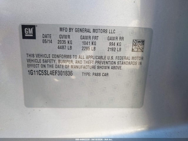 Chevrolet MALIBU 1LT 2014 1G11C5SL4EF301836 Image 9