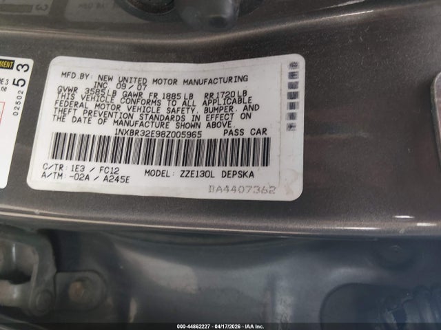 Продаж на аукціоні авто 2008 Toyota Corolla S, vin: 1NXBR32E98Z005965, номер лоту: 44862227