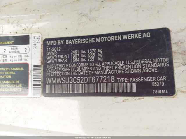 2013 MINI HARDTOP WMWSU3C52DT677218 Photo 8