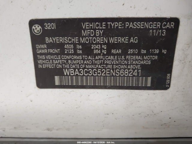 2014 BMW 320I WBA3C3G52ENS68241 Photo 8